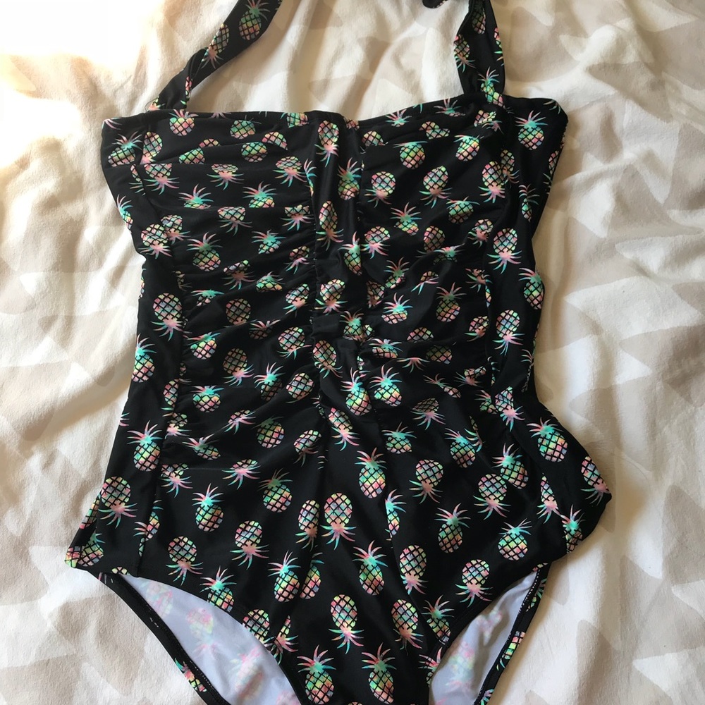 Holographic Rainbow Pineapple One Piece Halter Top